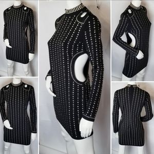 Mini Cutout Studded Dress